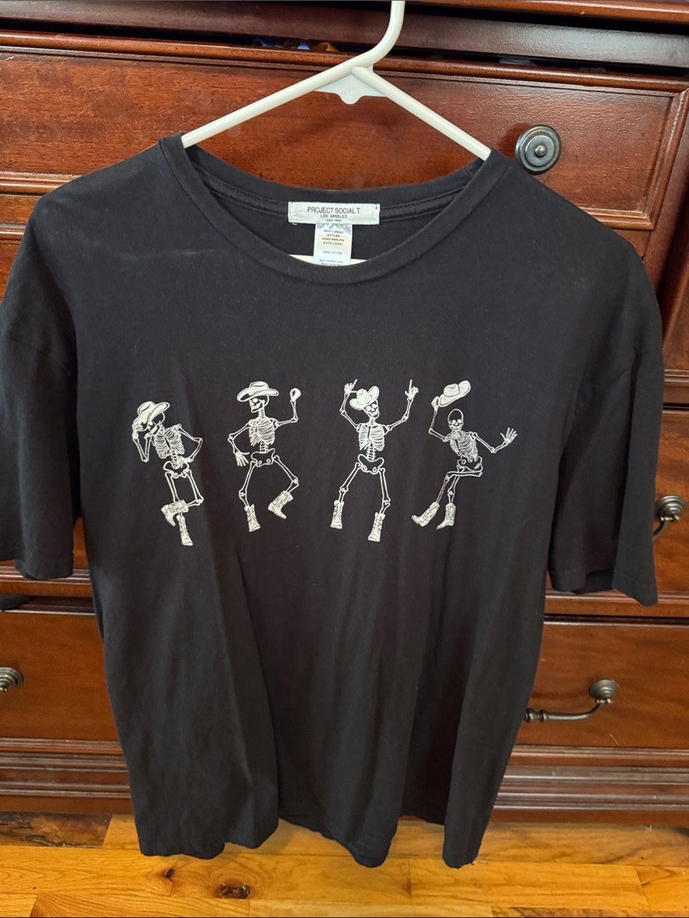 Project Social T Black Short-Sleeve Dancing Skeletons Tee
